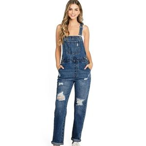 GAP Distressed Denim Overalls